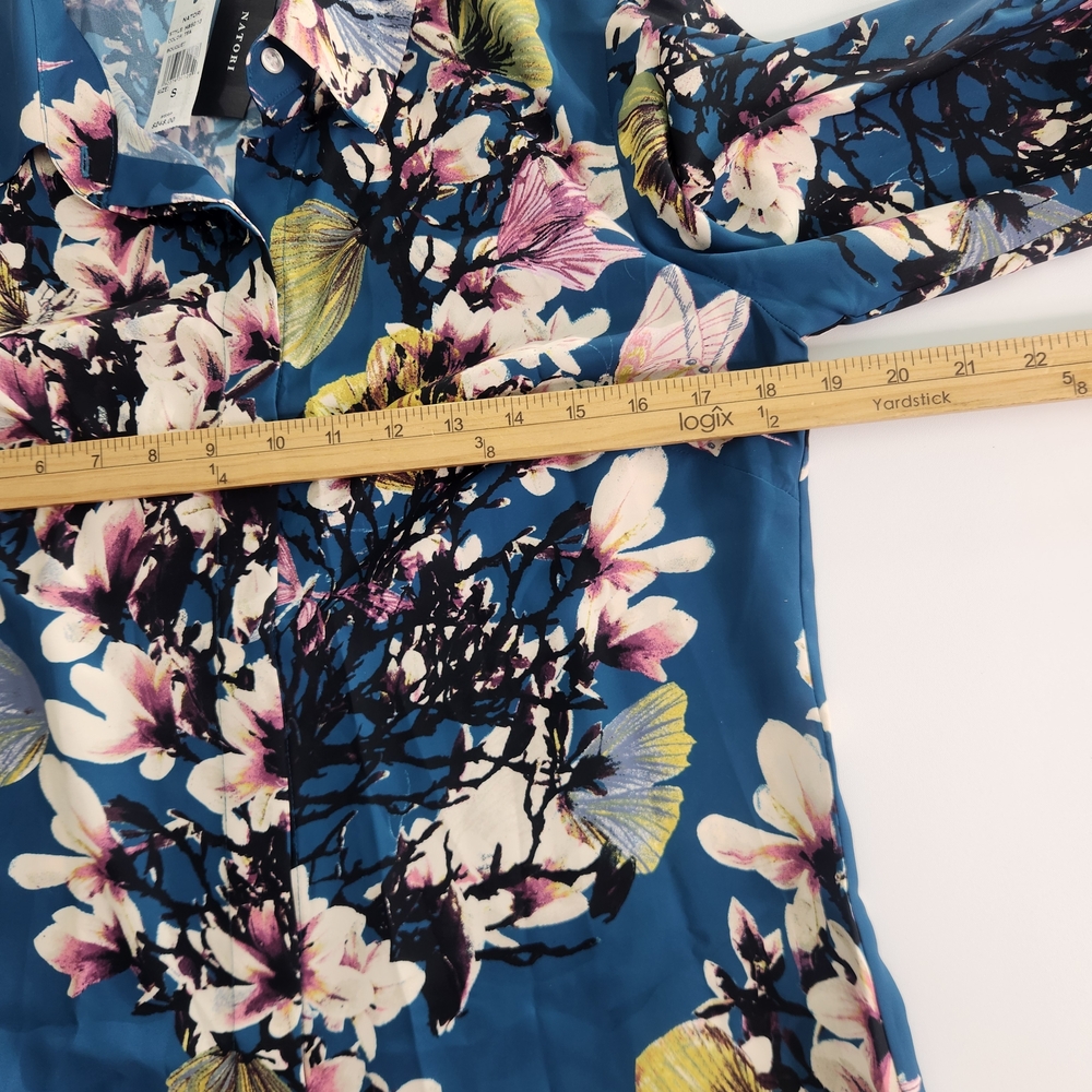 Natori Women's Top Shirt Size S Floral Button Up Long Sleeve Tea Color NWT 01 - Picture 8 of 16